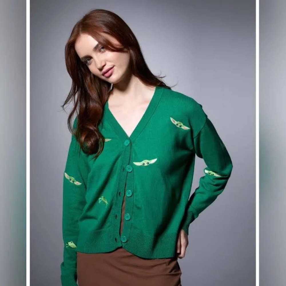 Her Universe Star Wars The Mandalorian Chibi Grogu & Frog Cardigan